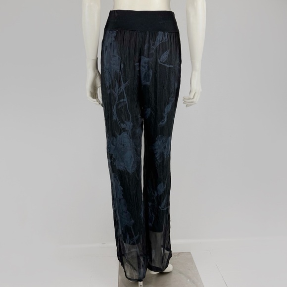 M Made In Italy Pant Wide Leg Silk Pull On Palazzo Sheer Floral NWT Size Medium - Picture 3 of 10